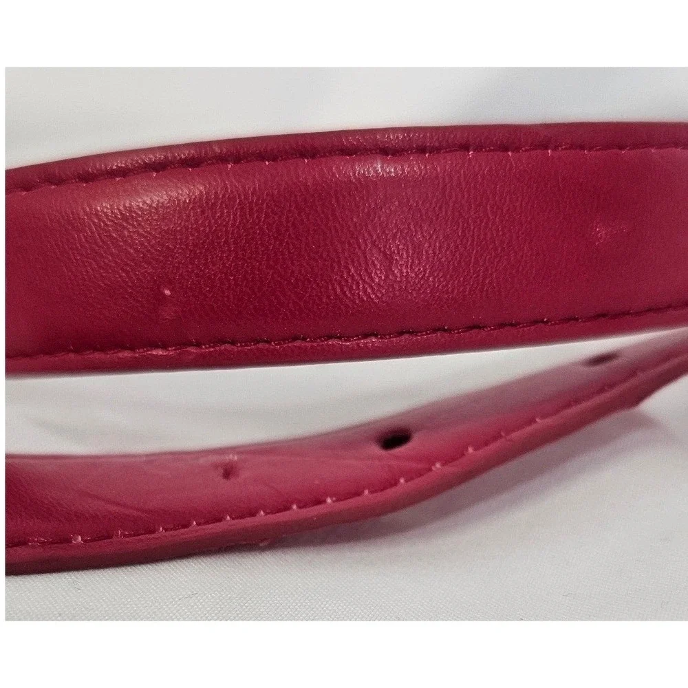 Red Faux Snakeskin Skinny Belt Gold‎ Tone Rectangular Buckle Textured 34.5 Inch